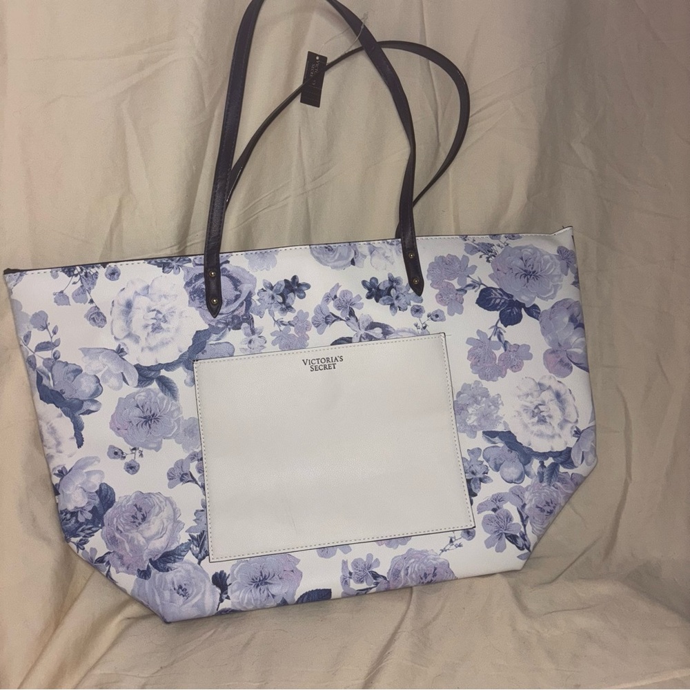 Victoria's Secret Floral Tote Bag - Purple and White Flowers